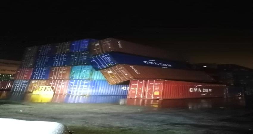 موانئ عدن: محطة الحاويات آمنة على الرغم من قوة المنخفض الجوي