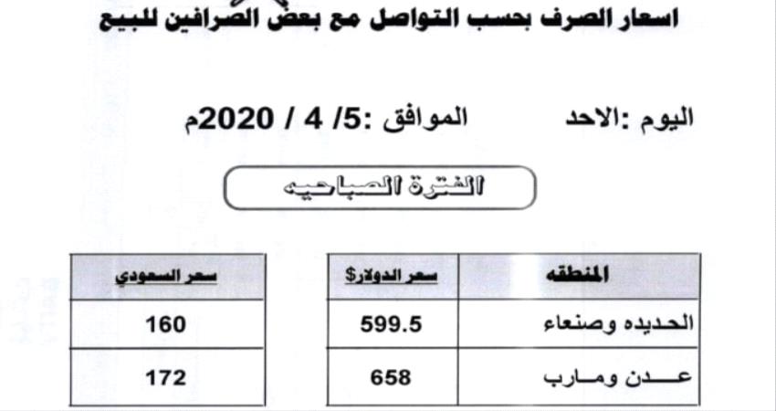 اسعار صرف العملات في عدن وصنعاء