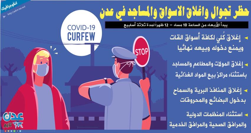 انفوجرافيك- حظر تجوال جزئي في عدن