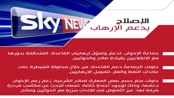قناة سكاي نيوز : حزب #الاصلاح يدعم #الإرهاب ويمول عملياته