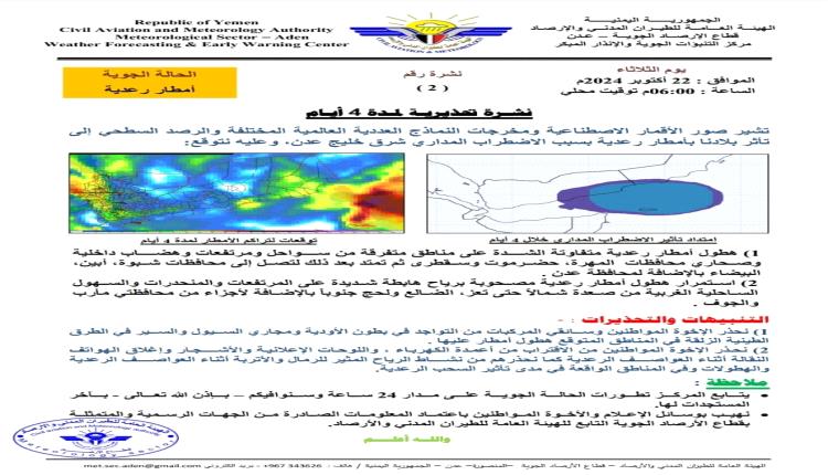 الأرصاد الجوية : أمطار رعدية ورياح شديدة خلال الأربعة الأيام القادمة
