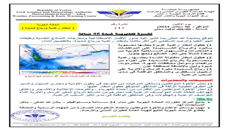 تحذير .. أمطار رعدية ورياح شديدة خلال الـ48 القادمة في هذه المحافظات؟